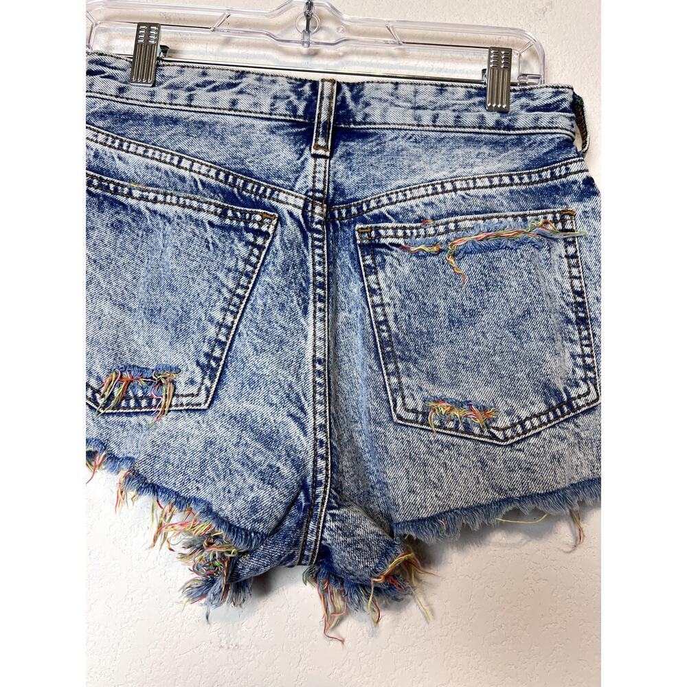 Anthropologie Pilcro Denim Fringe Distressed Cheeky Shorts - Picture 4 of 8